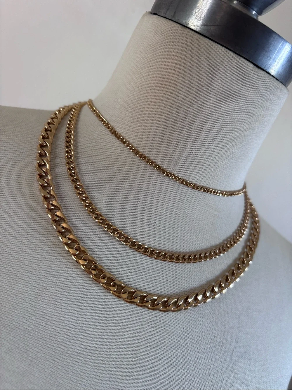 Target Gold-Tone Triple Layer Curb Necklace Set - Picture 1 of 5